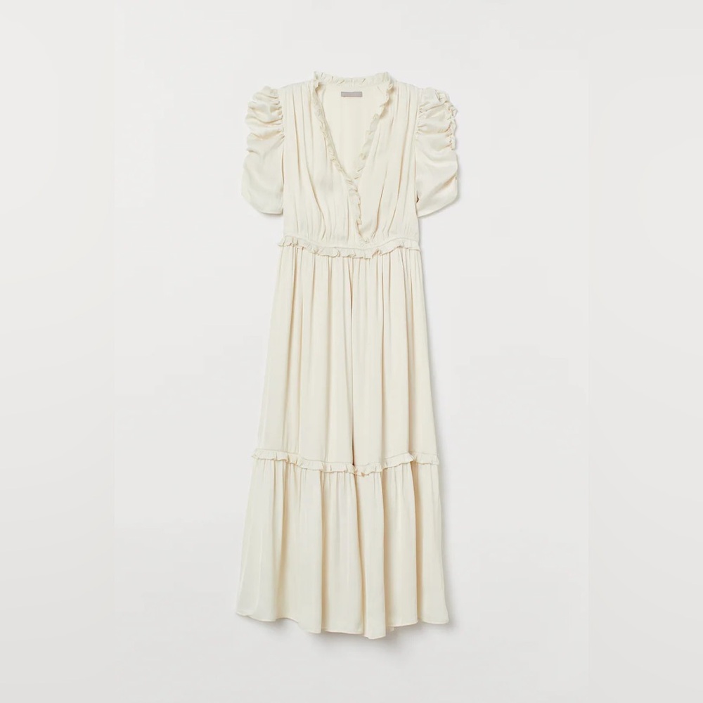 H&M elastic waist satin midi dress